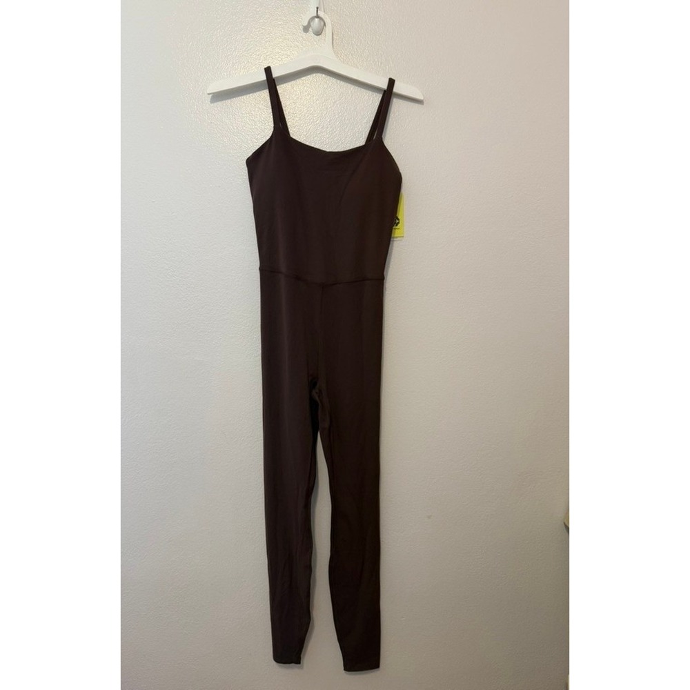 All in Motion Everyday Soft Long Bodysuit Brown Cutout Back Small